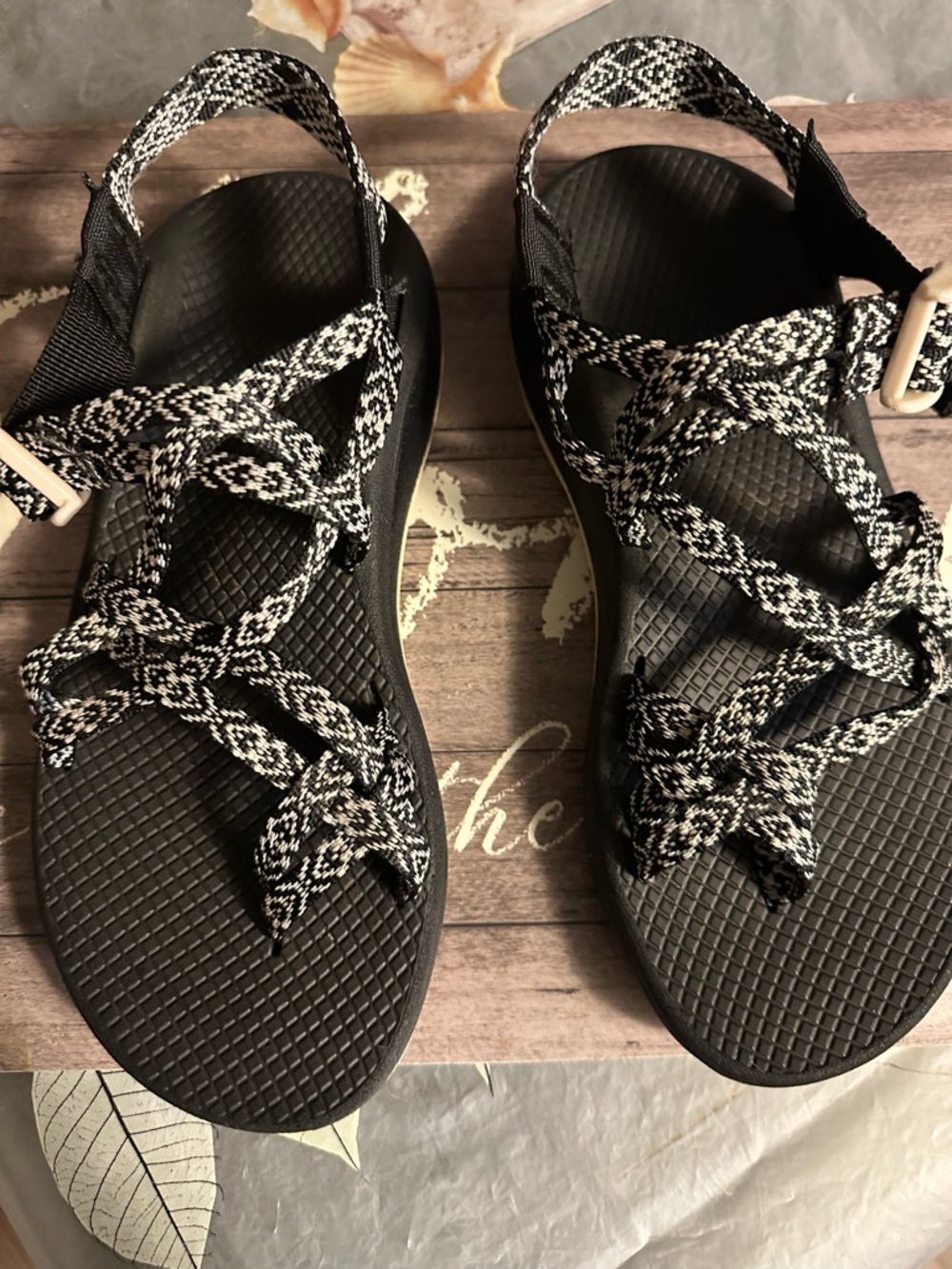 Chaco Women's Black and White Strappy Outdoor Sandals - Picture 3 of 8